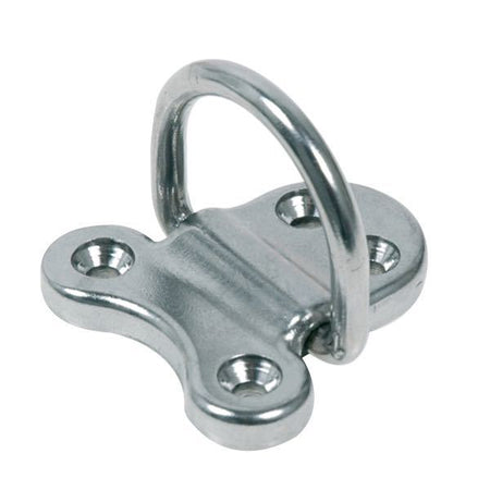 SeaTec pad-eye med 4 huller set fra siden, klar til montering på båd.