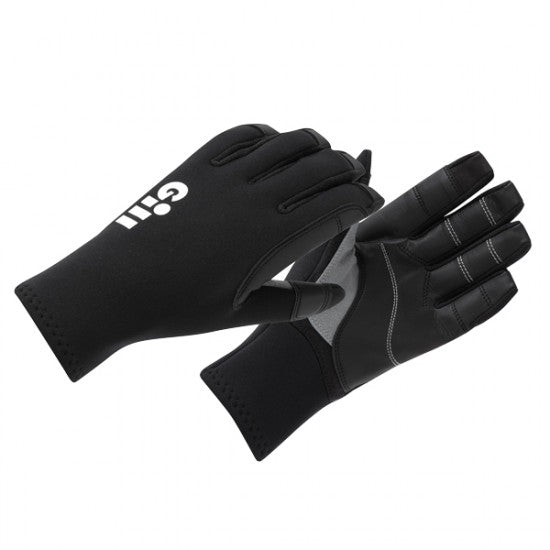 Gill 7776 sejlerhandsker i sort, set forfra med detaljeret design