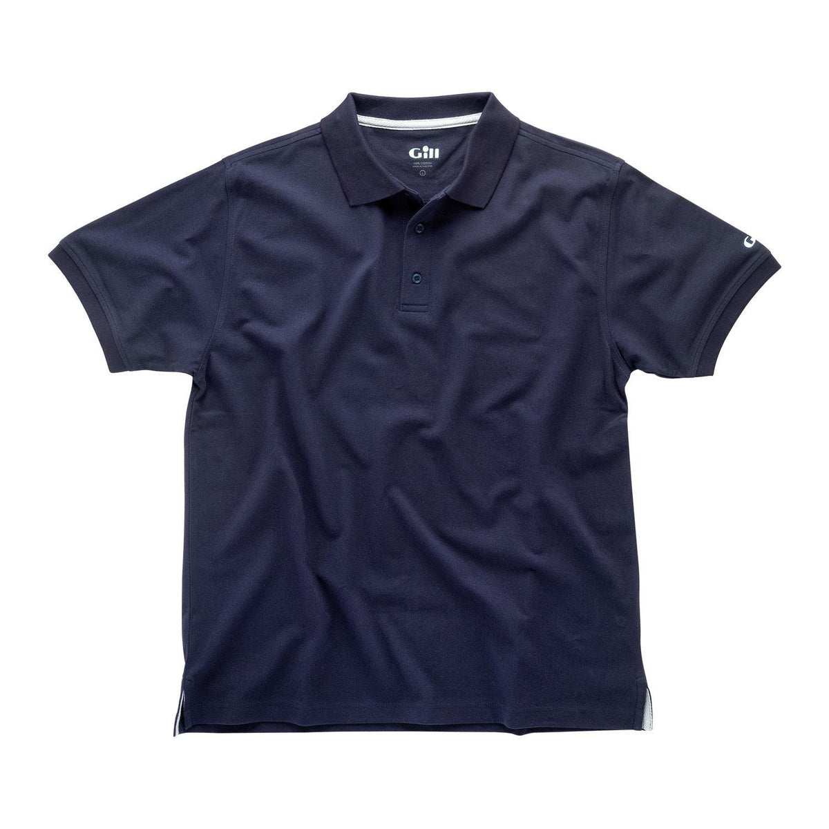 Gill E015 polo shirt i navy, set forfra på hvid baggrund