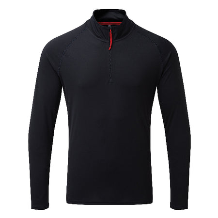 Gill UV-langærmet zip T-shirt i navy, set forfra med lynlås