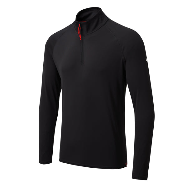 Gill UV langærmet zip t-shirt i sort, set forfra, størrelse XXL