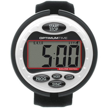 Optimumtime os310 sejlerur i hvid, set forfra med tydelige display og knapper