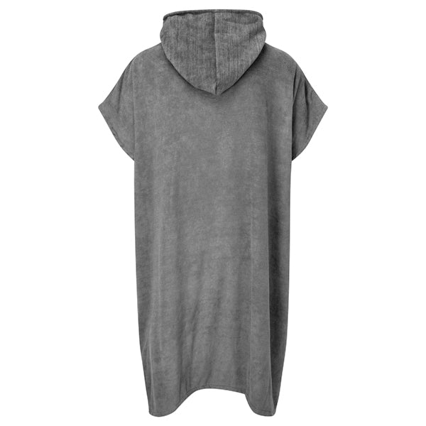 Grå Gill changing robe set fra siden med åbne lommer.