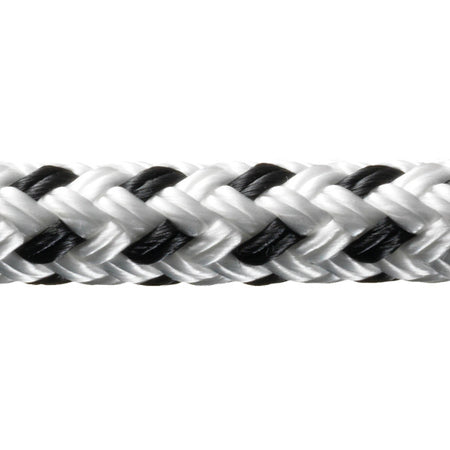 Robline Rio fortøjningsline i hvid og sort farve, 14 mm tykkelse, 1 meter lang.