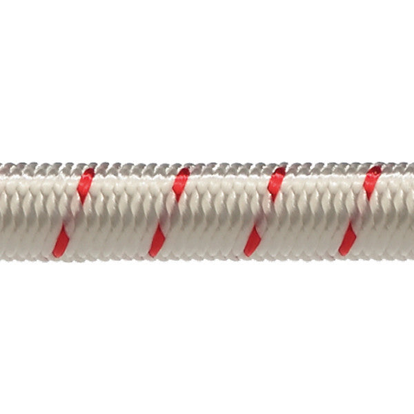 Robline elastik snor i hvid og rød farve, 8 mm tykkelse, 1 meter langt