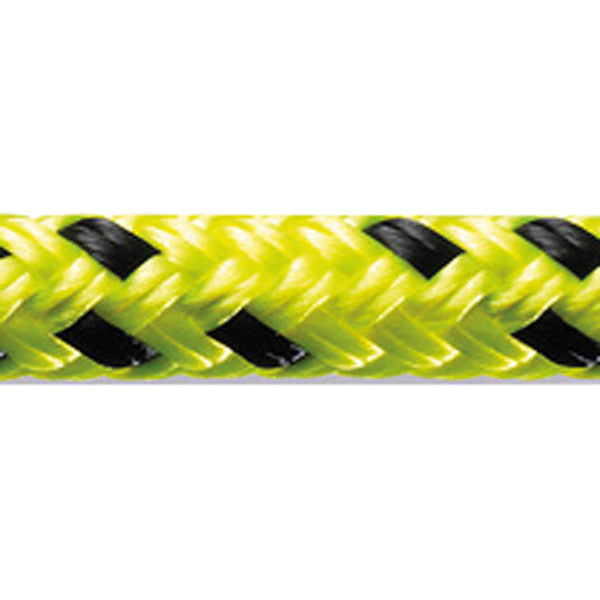 Robline Orion 500 Trimline 4 mm i neongul/sort på en båd, klar til brug.
