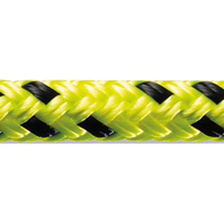 Robline Orion 500 Trimline 4 mm i neongul/sort på en båd, klar til brug.