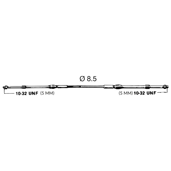 Ultraflex Kontrolkabel C8 vist i nærbillede af kabelstruktur