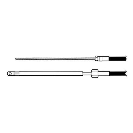 Styrekabel M66 fra Ultraflex, set forfra med detaljerede forbindelser.