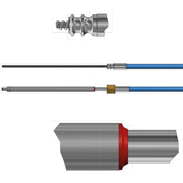 Ultraflex styrekabel M90 25 fod set forfra på hvid baggrund