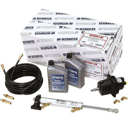 Ultraflex hydraulisk styringspakke set forfra med tilslutninger
