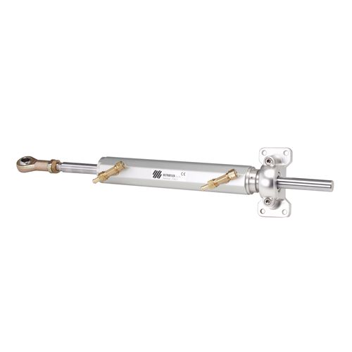 Ultraflex UC215-1 hydraulisk indenbords cylinder set forfra med tilslutningspunkter