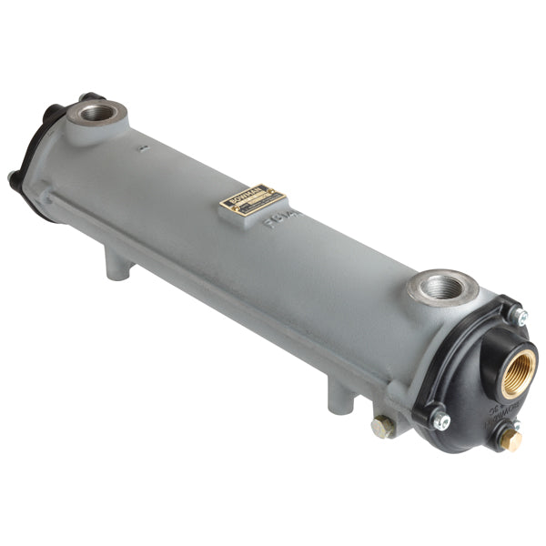 Bowman oliekøler FC120 med hydrauliktilslutninger, set fra siden.