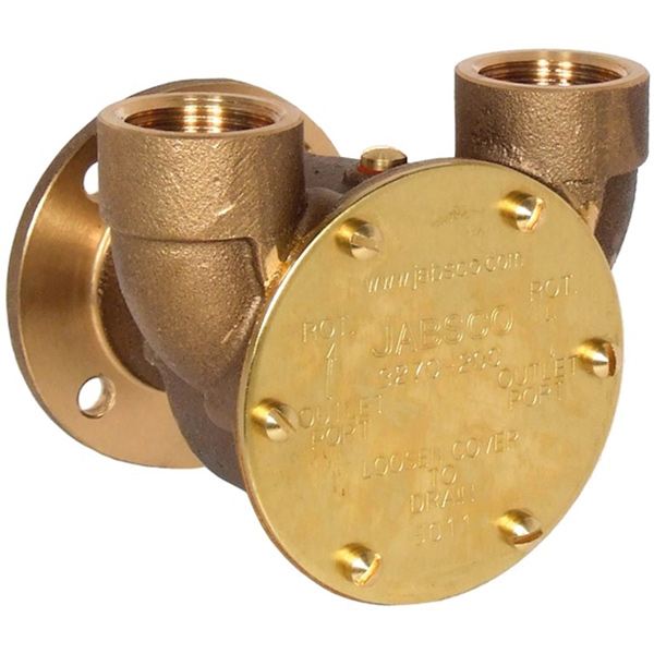 Jabsco impeller pumpe set fra siden, klar til installation på båd