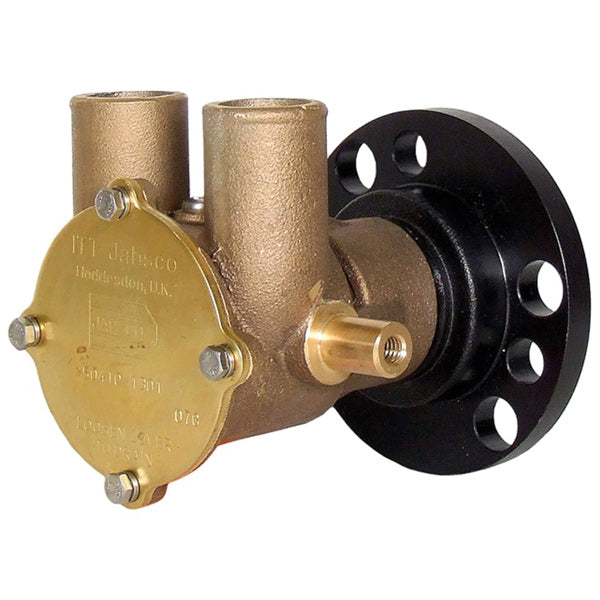 Jabsco impeller pumpe med dimensioner 18 x 16 x 15 cm, set fra siden.