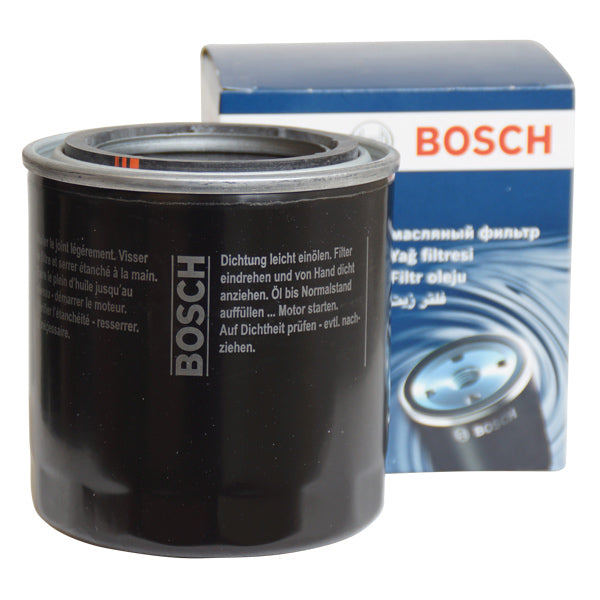 Bosch oliefilter P2036 til Nanni og Yanmar motorer, vist fra fronten.