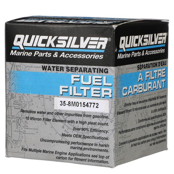 Quicksilver brændstoffilter vandseparator set forfra