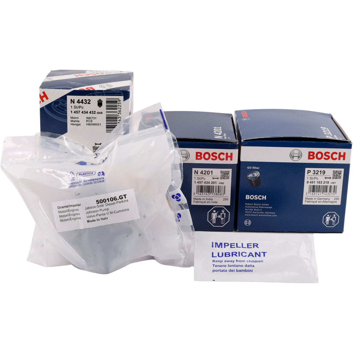 Servicekit fra SeaTec med reservedele til Volvo Penta motorer