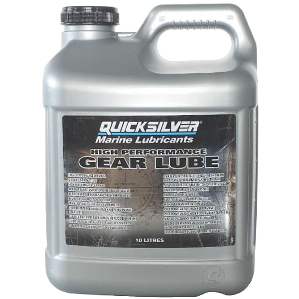 Quicksilver HP gear lube 9.46L set mod en hvid baggrund