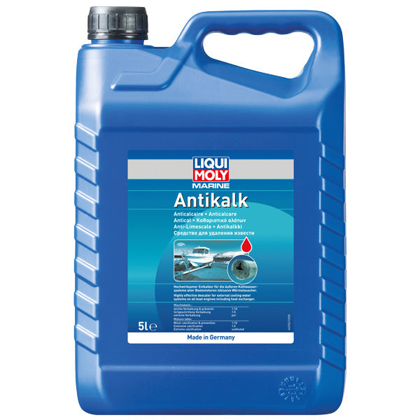 Liqui Moly Marine Antikalk på hvid baggrund, 5 liters dunk.