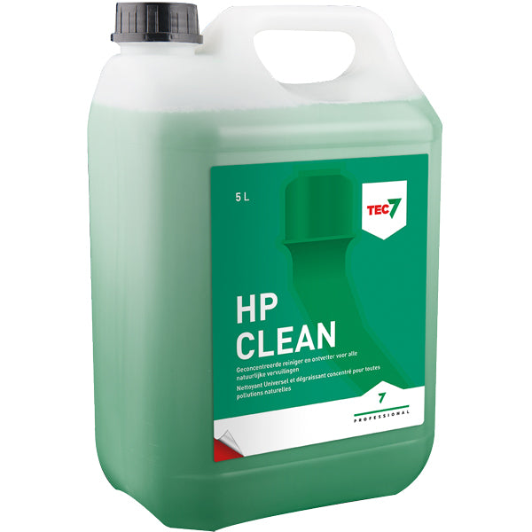Tec7 HP clean/affedtning dunk på hvid baggrund, med påskrift på siden.