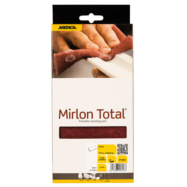Mirka Mirlon total slibesvamp 360 rød set fra siden med dimensioner 115x230 mm