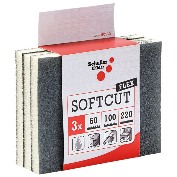 SeaTec slibesvamp i P60, P100 og P220 korn, set fra siden.