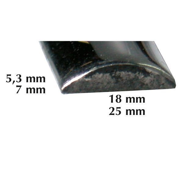 SeaTec Fenderliste RF 18mm halv rund, vist fra siden med monteringsdetaljer.
