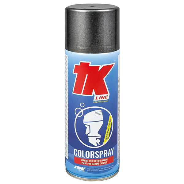 Detalje af TK Line spraymaling med etiketten tydeligt vist