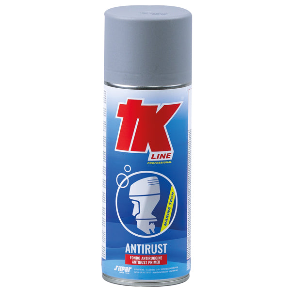 Close-up af TK Line spraymaling primer green med tydelig etikette.