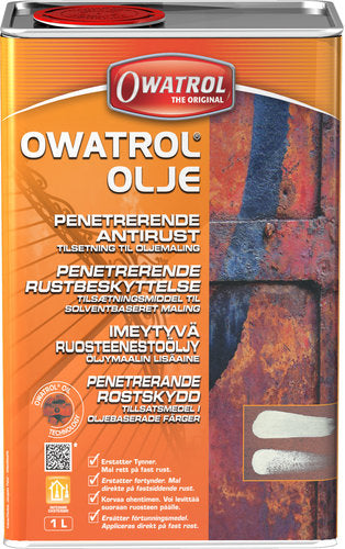 Owatrol penetrerende olie i flaske set forfra.