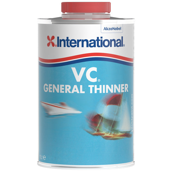 International VC Generel Thinner 1 L, klart produktset med etikette, stående på en arbejdsflade