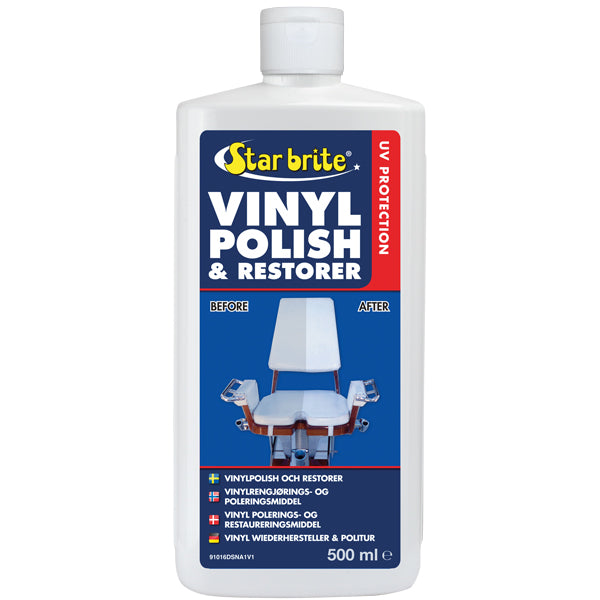Star Brite Vinyl Polish & Restorer på en bådinteriør overflade
