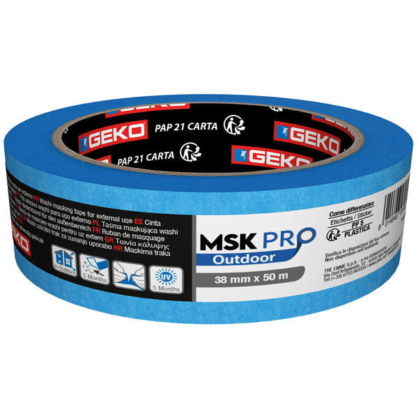 Geko, SeaTec, Geko Pro outdoor Blå afdækningstape 5 mdr UVR 50mm X 50M