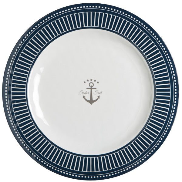 Marine Business middagstallerken Ø28cm i hvidt porcelæn med maritimt design.