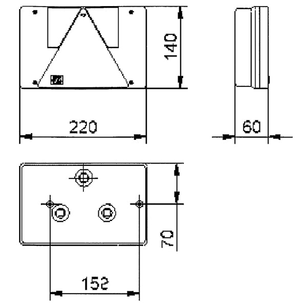 Sidevinkel af SeaTec baglygte monteret på båd