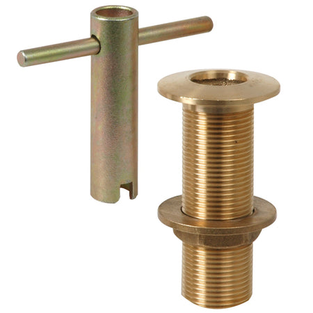 SeaTec messing fittings til 2" gennemføring, vist fra siden.