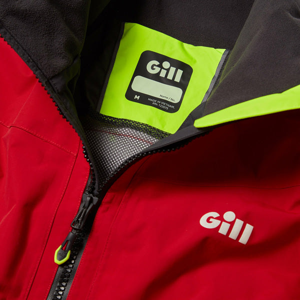 Gill OS32J jakke i rød, set fra siden med refleksdetaljer