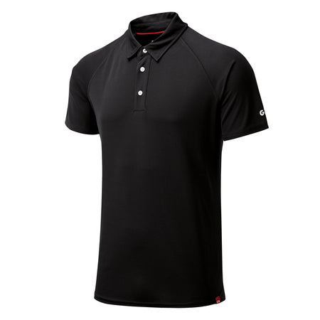 Gill UV008 polo i sort, taget bagfra for at vise detaljerne