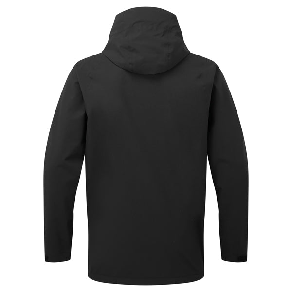 Sort Gill Voyager jakke med hætte og lynlås set bagfra
