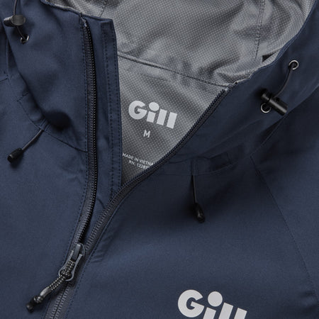 Gill Voyager Jakke i navy, detaljeret nærbillede af lynlåsen