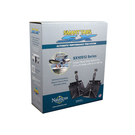 Smart Tabs set forfra, klar til installation på motorbåd.